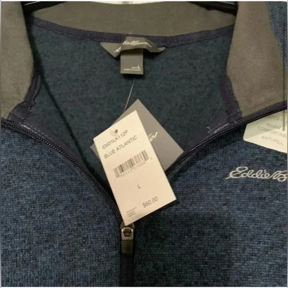 - NEW EDDIE BAUER QUARTER ZIPPER PULLOVER  SWEATER SIZE L - Picture 2 of 7